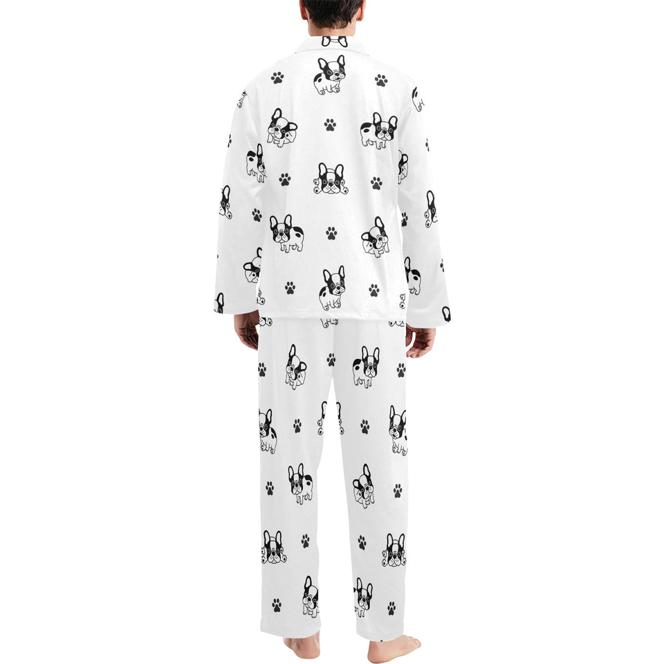 Cute french bulldog paw pattern Men's Long Pajama Set