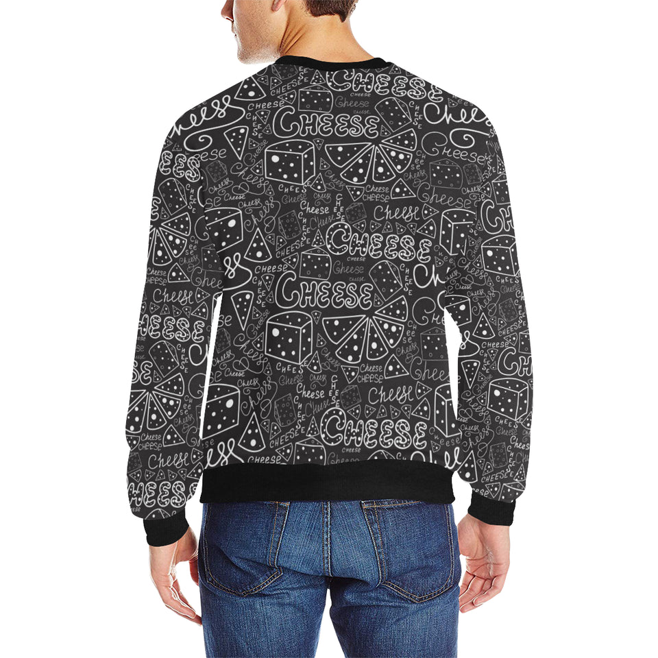 Handwritten cheese pattern Men's Crew Neck Sweatshirt