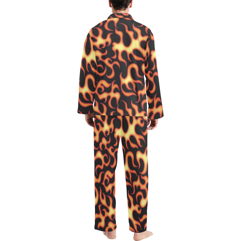 Fire flame dark pattern Men's Long Pajama Set