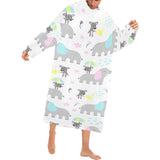 Cute elephant mouse pattern Blanket Robe with Sleeves
