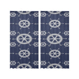 nautical steering wheel design pattern Gauze Curtain