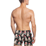 Christmas Pugs Santa_s red cap pattern Men's Swimming Trunks