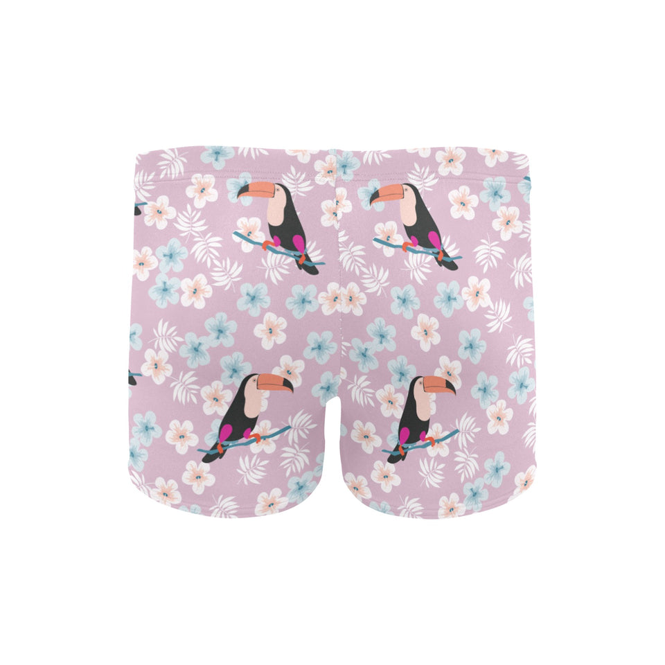 Beautiful toucan flower leaves Men's Swimming Trunks