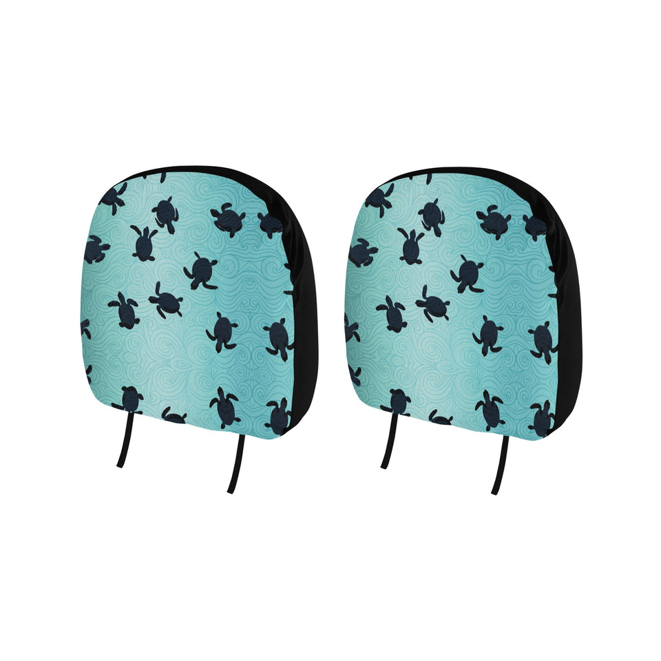 Sea turtle with blue ocean backgroud Car Headrest Cover