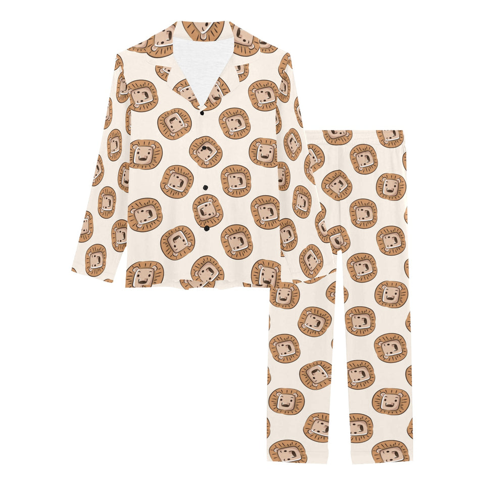 Lion Pattern Print Design 01 Women's Long Pajama Set