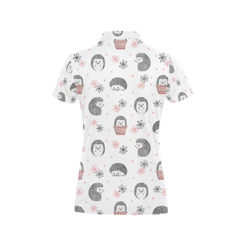 Hedgehog Pattern Print Design 02 Women's All Over Print Polo Shirt