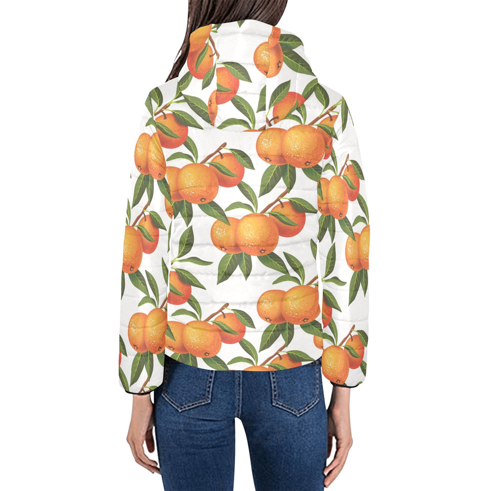 Oranges pattern background Women's Padded Hooded Jacket