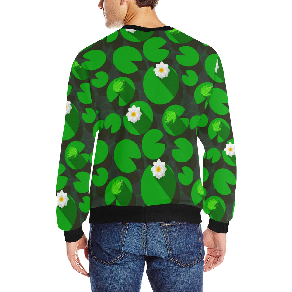 Frog waterlily pattern Men's Crew Neck Sweatshirt