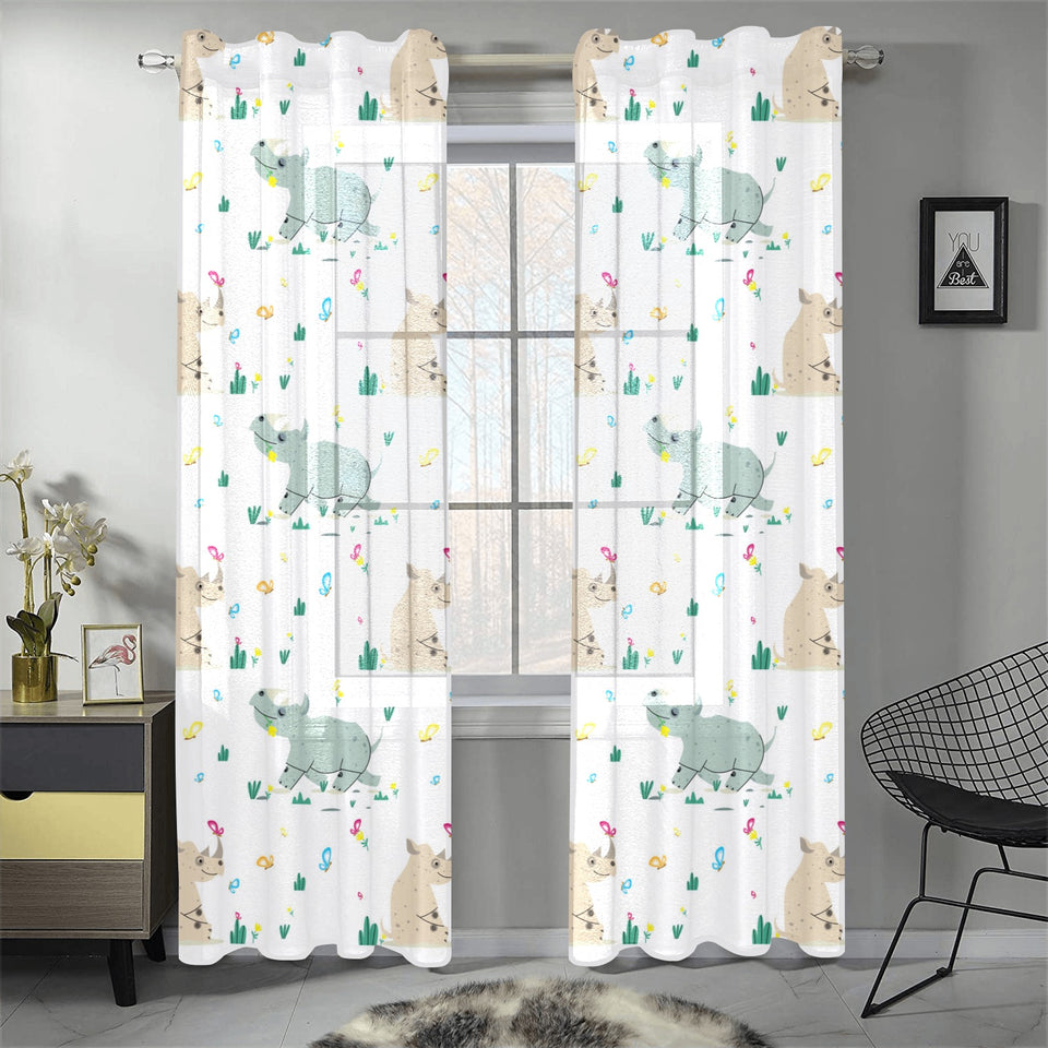 Cute Rhino pattern Gauze Curtain