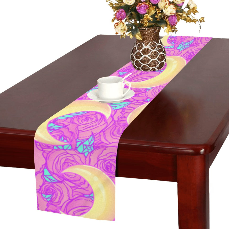 Moon pink rose background Table Runner