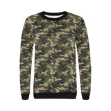 Dark Green camouflage pattern Women's Crew Neck Sweatshirt