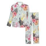 Colorful orchid flower pattern Men's Long Pajama Set