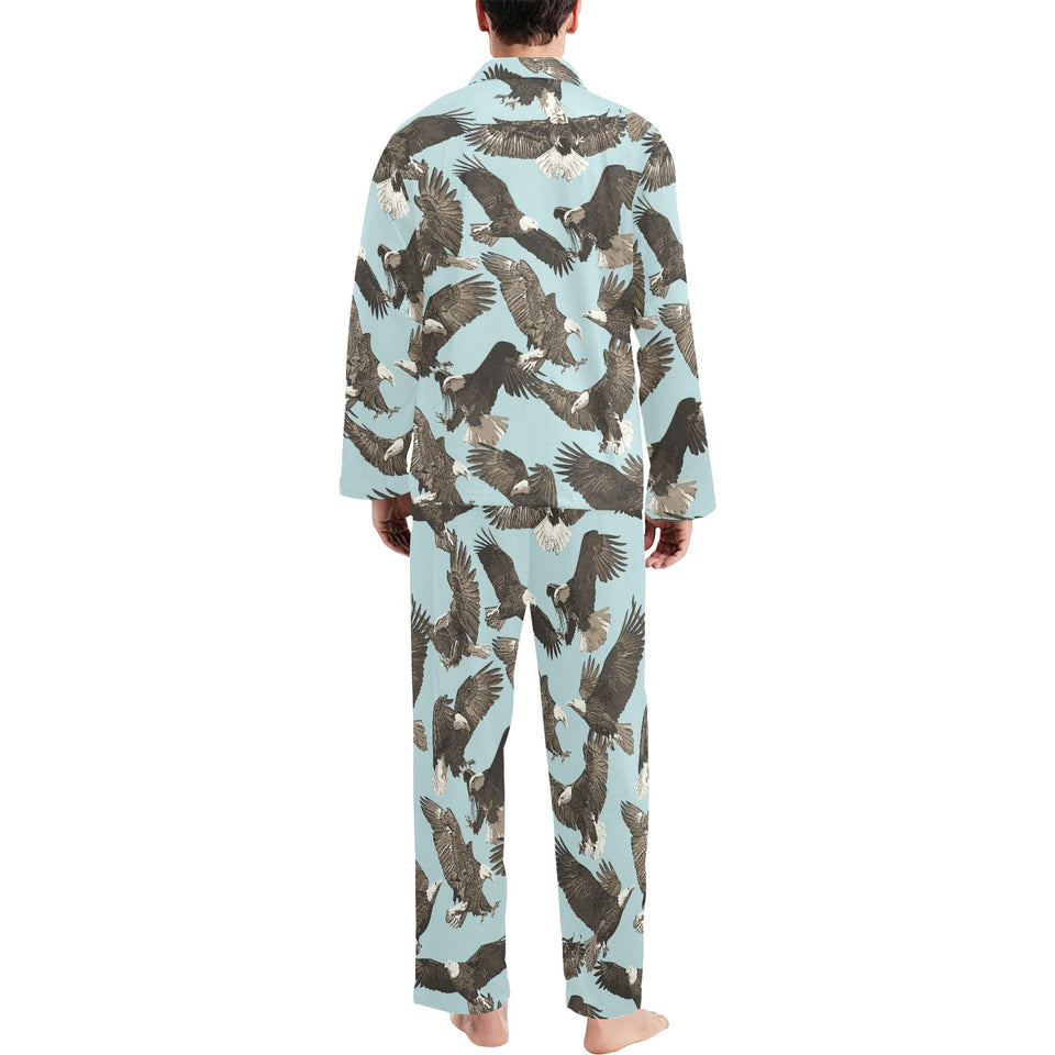 Eagle Pattern Print Design 01 Men's Long Pajama Set