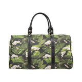 White orchid flower tropical leaves pattern blackg Travel Bag
