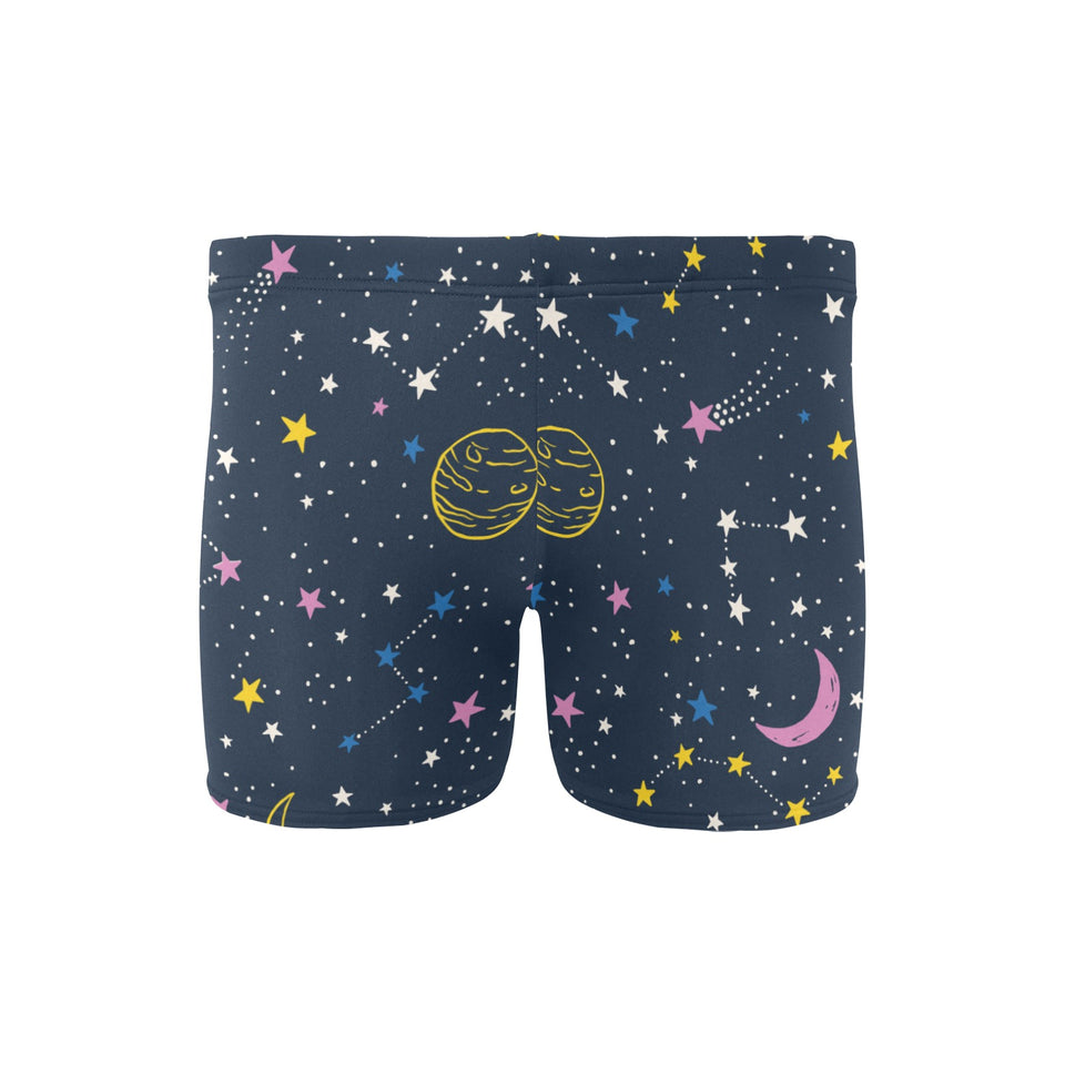 space pattern with planets, comets, constellations Men's Swimming Trunks