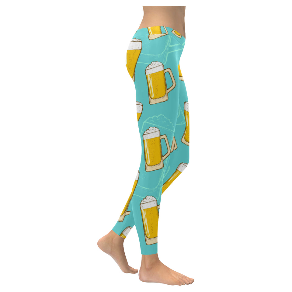 Beer pattern green background Women's Legging Fulfilled In US
