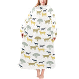 Silhouettes of goat and tree pattern Blanket Robe with Sleeves