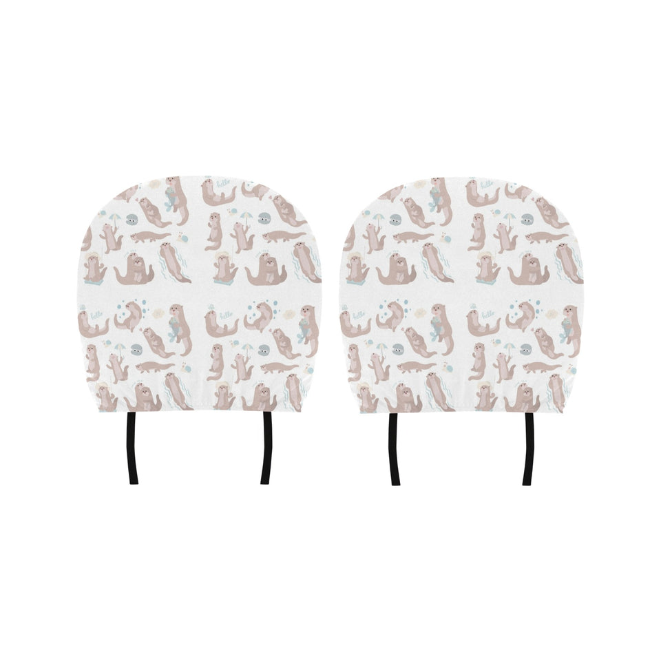 Cute sea otters pattern Car Headrest Cover