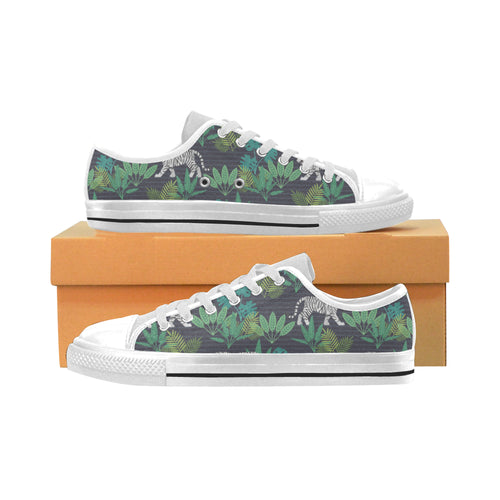 white bengal tigers tropical plant Men's Low Top Shoes White