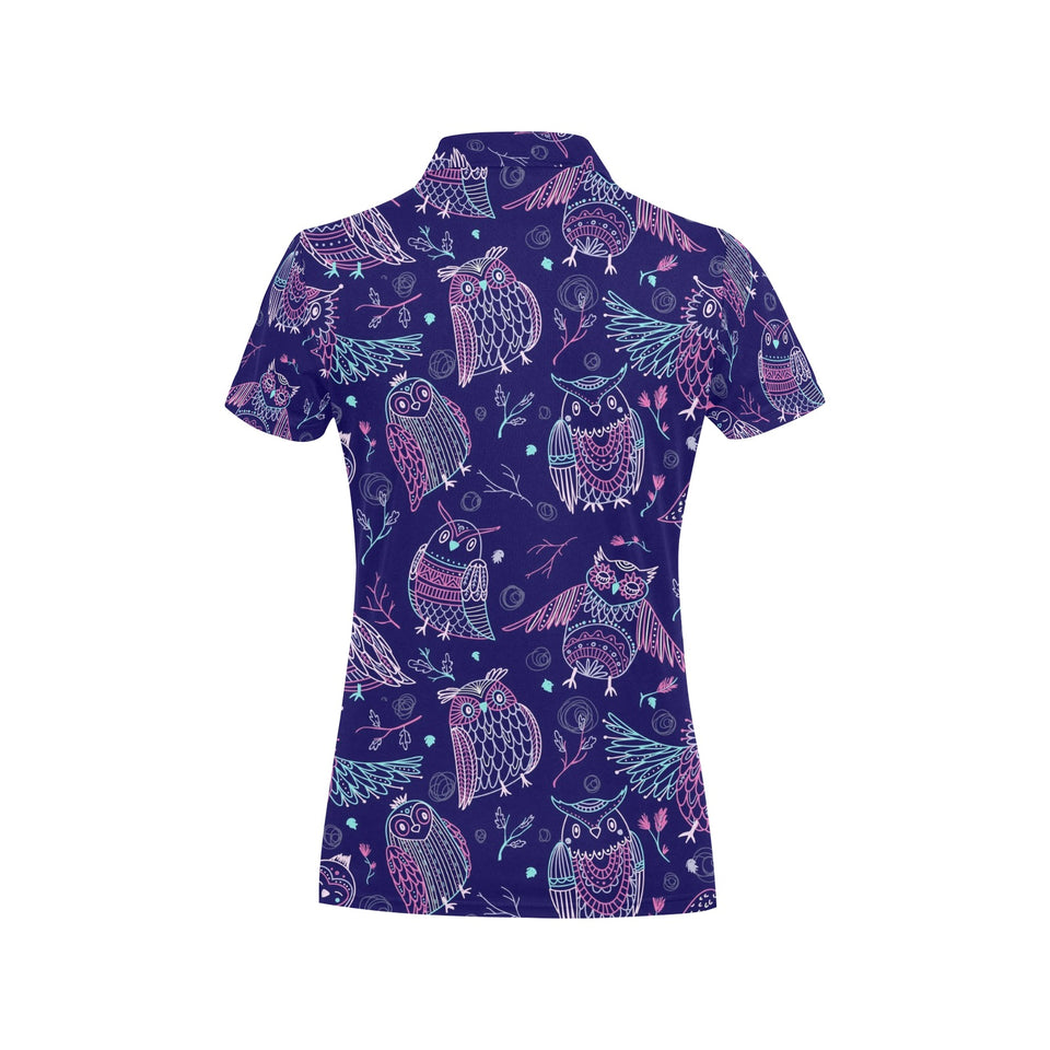 Cute owls pattern boho style ornament Women's All Over Print Polo Shirt