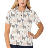 Llama Alpaca pattern Women's All Over Print Polo Shirt
