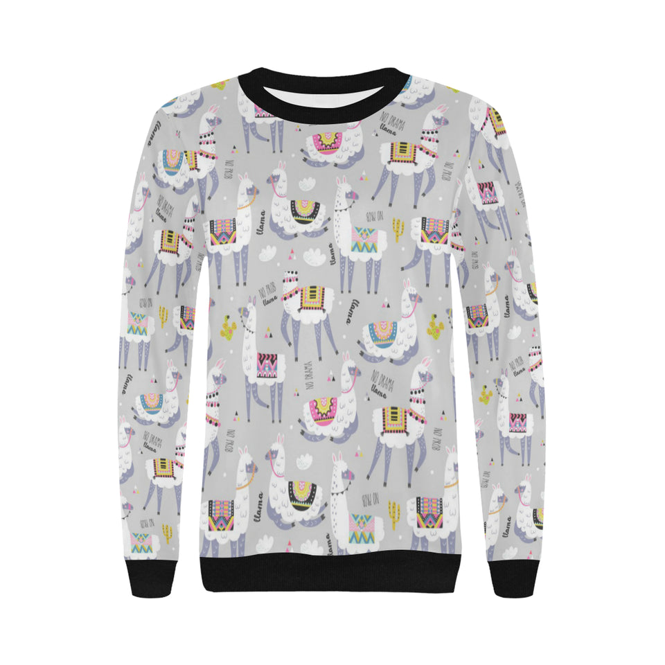 Cute Llama Alpaca pattern Women's Crew Neck Sweatshirt