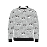 Cute raccoons leaves dot Men's Crew Neck Sweatshirt