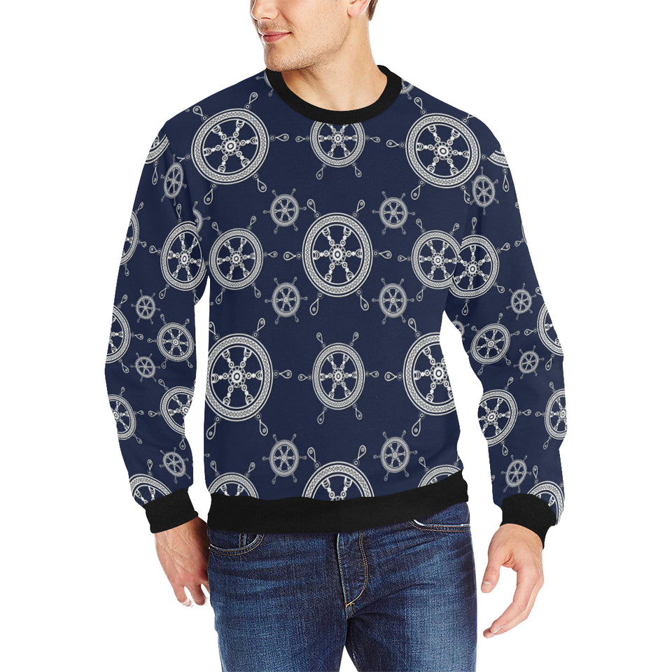 nautical steering wheel design pattern Men's Crew Neck Sweatshirt