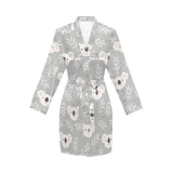 Cute koala leaves pattern Women's Long Sleeve Belted Night Robe
