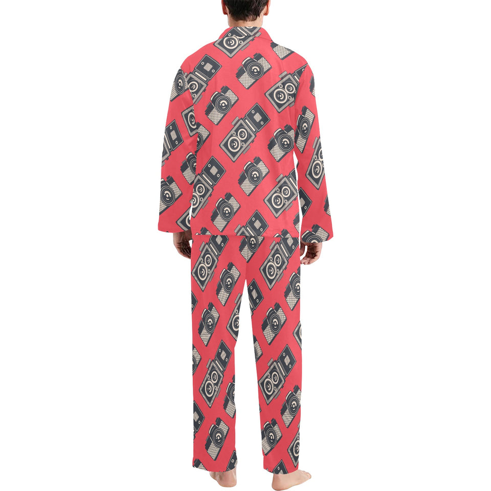 Camera Pattern Print Design 05 Men's Long Pajama Set