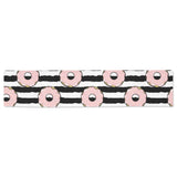 Donuts pink icing striped pattern Table Runner