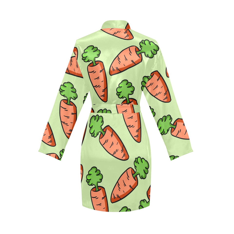 Carrot Pattern Print Design 05 Women's Long Sleeve Belted Night Robe