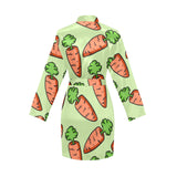 Carrot Pattern Print Design 05 Women's Long Sleeve Belted Night Robe