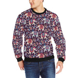 Elephant indian style ornament pattern Men's Crew Neck Sweatshirt