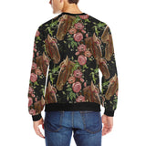 Horse head wild roses pattern Men's Crew Neck Sweatshirt