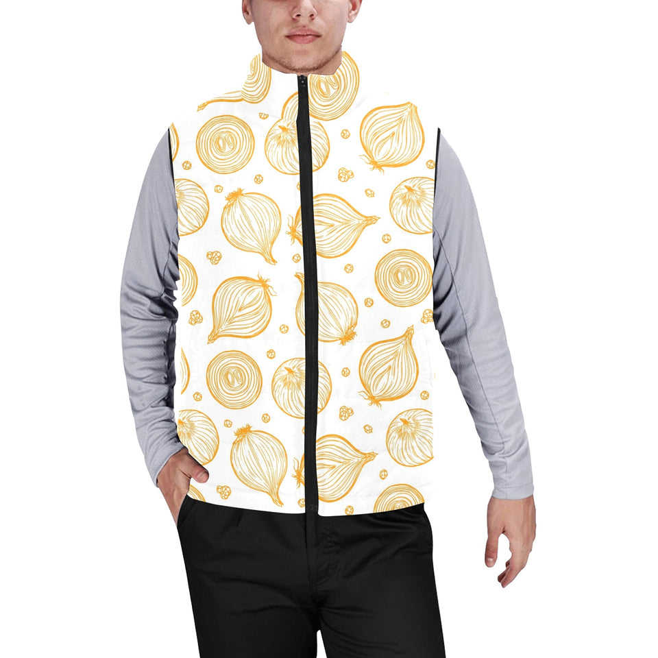 hand drawn onion pattern Men's Padded Vest