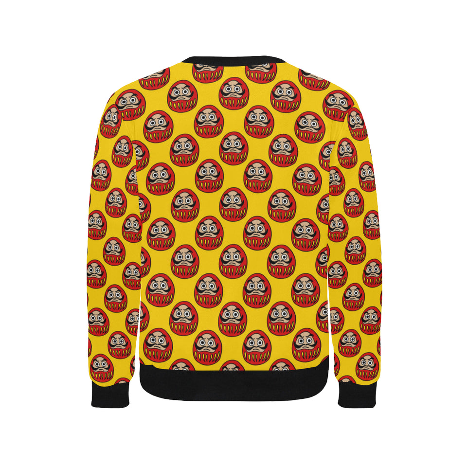 Daruma japanese wooden doll yellow background Men's Crew Neck Sweatshirt