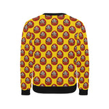 Daruma japanese wooden doll yellow background Men's Crew Neck Sweatshirt