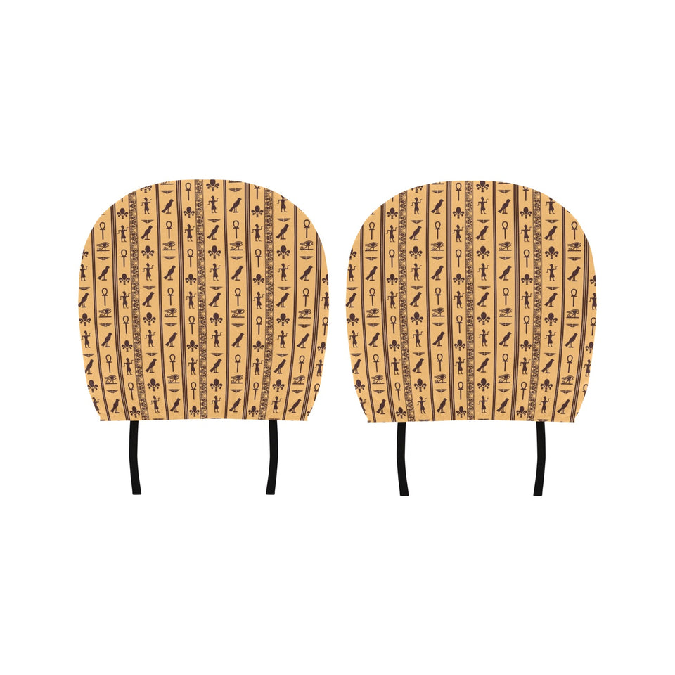 Egypt Hieroglyphics Pattern Print Design 02 Car Headrest Cover