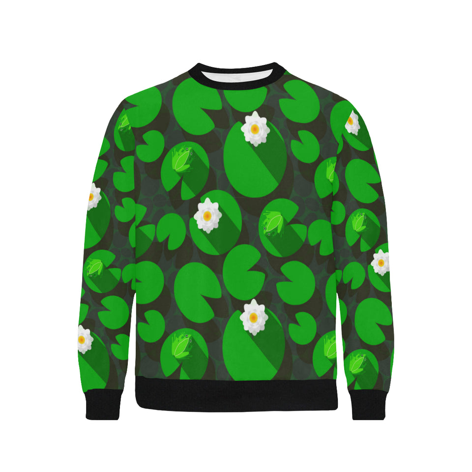 Frog waterlily pattern Men's Crew Neck Sweatshirt