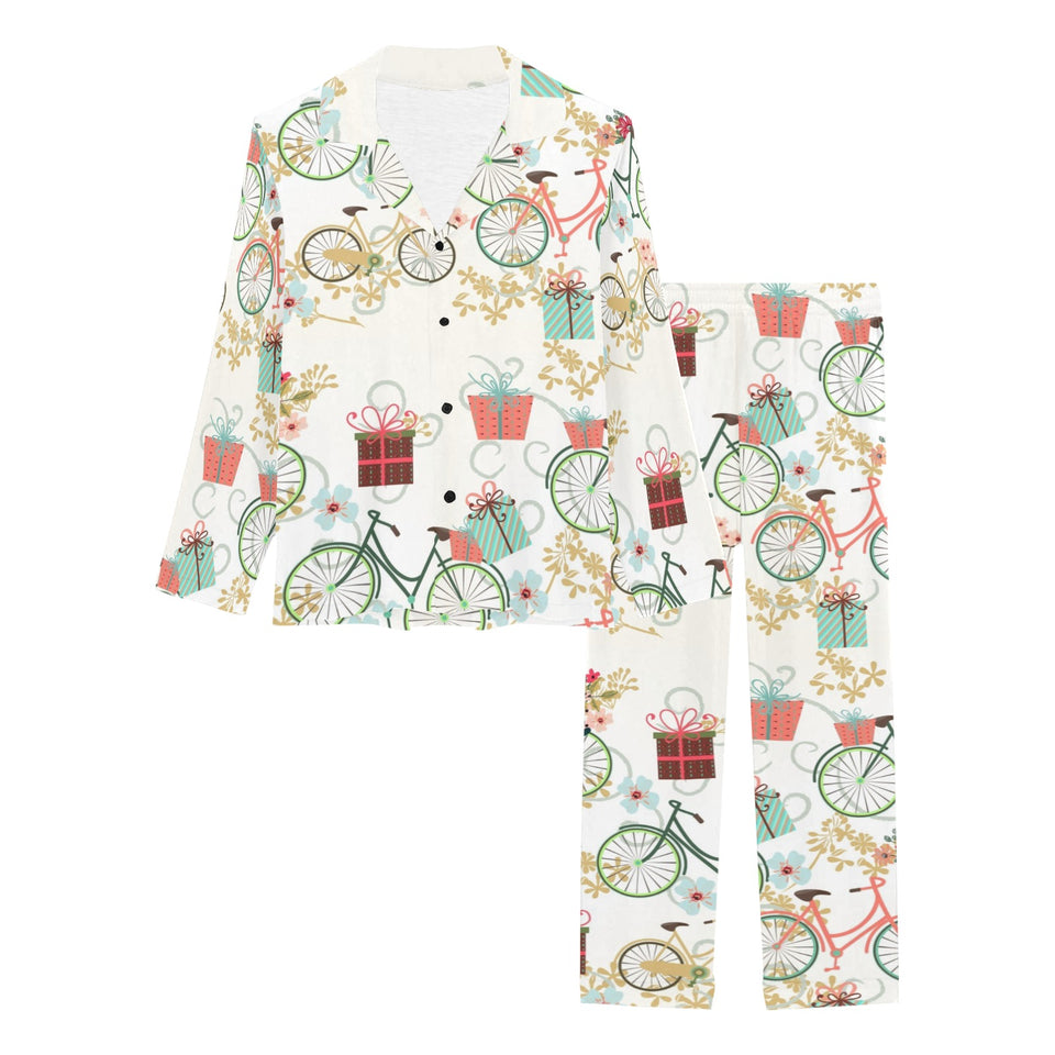 Bicycle Pattern Print Design 05 Women's Long Pajama Set