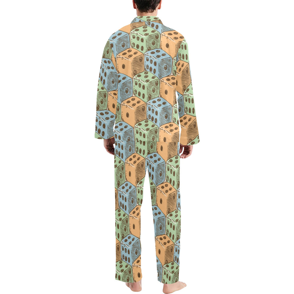 Dice Pattern Print Design 05 Men's Long Pajama Set