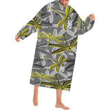 Hand drawn dragonfly pattern Blanket Robe with Sleeves