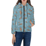Sea otters pattern Women's Padded Hooded Jacket