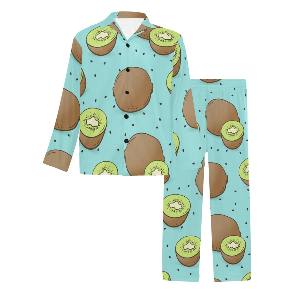 Kiwi blue background Men's Long Pajama Set