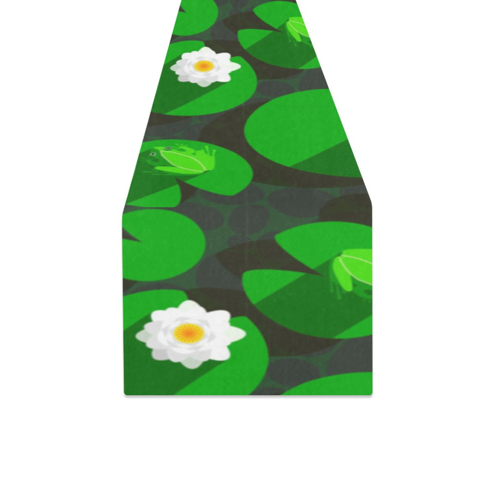 Frog waterlily pattern Table Runner