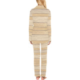 Wood Printed Pattern Print Design 01 Women's Long Pajama Set