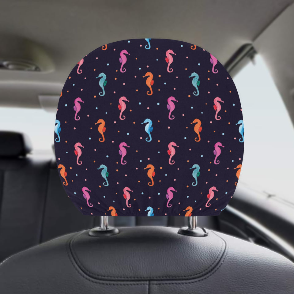 Watercolor colorful seahorse pattern Car Headrest Cover