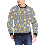 Cute hamster sunflower pattern background Men's Crew Neck Sweatshirt