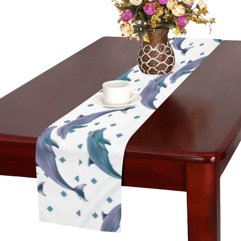 Dolphins pattern dotted background Table Runner